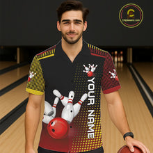 Load image into Gallery viewer, Yellow and Red pattern Bowling Hawaiian Shirt Custom Team Bowling Jerseys, Gift For Bowler NQS11243