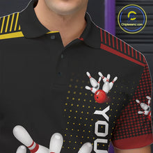 Load image into Gallery viewer, Yellow and Red pattern Bowling shirts For Men Custom Team Bowling Jerseys, Gift For Bowler NQS11243