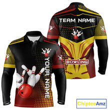 Load image into Gallery viewer, Yellow and Red pattern Bowling shirts For Men Custom Team Bowling Jerseys, Gift For Bowler NQS11243