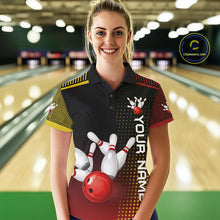 Load image into Gallery viewer, Yellow and Red pattern Bowling shirts For Women Custom Team Bowling Jerseys, Gift For Bowler NQS11243