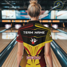 Load image into Gallery viewer, Yellow and Red pattern Bowling shirts For Women Custom Team Bowling Jerseys, Gift For Bowler NQS11243