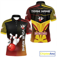 Load image into Gallery viewer, Yellow and Red pattern Bowling shirts For Men Custom Team Bowling Jerseys, Gift For Bowler NQS11243