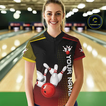 Load image into Gallery viewer, Yellow and Red pattern Bowling shirts For Women Custom Team Bowling Jerseys, Gift For Bowler NQS11243
