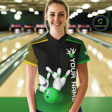 Load image into Gallery viewer, Yellow and Green pattern Bowling shirts For Women Custom Team Bowling Jerseys, Gift For Bowler NQS11244