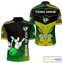 Load image into Gallery viewer, Yellow and Green pattern Bowling shirts For Men Custom Team Bowling Jerseys, Gift For Bowler NQS11244