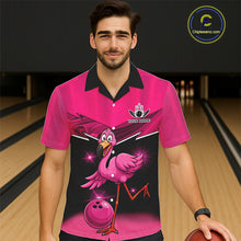 Load image into Gallery viewer, Funny Pink Flamingo Bowling Hawaiian Shirt Custom Flamingo Team bowling button up shirt NQS11248