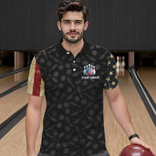 Load image into Gallery viewer, Retro American Flag Skull Camo Bowling Shirts For Men Custom Bowling Team Shirts Bowler Outfit NQS9371