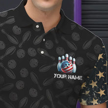 Load image into Gallery viewer, Retro American Flag Skull Camo Bowling Shirts For Men Custom Bowling Team Shirts Bowler Outfit NQS9371