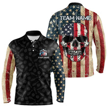 Load image into Gallery viewer, Retro American Flag Skull Camo Bowling Shirts For Men Custom Bowling Team Shirts Bowler Outfit NQS9371