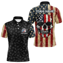 Load image into Gallery viewer, Retro American Flag Skull Camo Bowling Shirts For Men Custom Bowling Team Shirts Bowler Outfit NQS9371