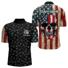 Load image into Gallery viewer, Retro American Flag Skull Camo Bowling Shirts For Men Custom Bowling Team Shirts Bowler Outfit NQS9371