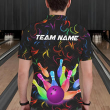 Load image into Gallery viewer, Colorful Neon Flame pattern Bowling Shirts For Men Custom Bowling Team Jerseys, Gift For Bowler NQS9374