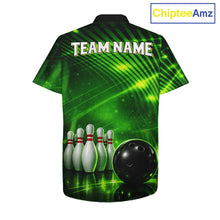 Load image into Gallery viewer, Green Light Bowling Hawaiian Shirt Custom Bowling Team Button-up shirt, Gift For Bowlers NQS11737