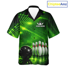 Load image into Gallery viewer, Green Light Bowling Hawaiian Shirt Custom Bowling Team Button-up shirt, Gift For Bowlers NQS11737