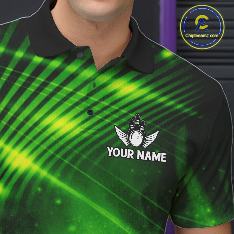 Green Light Bowling Polo, Quarter Zip Shirts For Men Custom Bowling Team Jerseys, Gift For Bowlers NQS11737