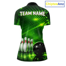 Load image into Gallery viewer, Green Light Bowling Polo, Quarter Zip Shirts For Women Custom Bowling Team Jerseys, Gift For Bowlers NQS11737