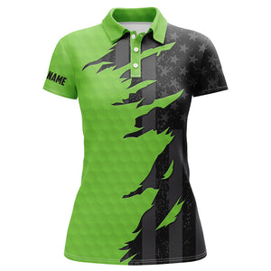 Personalized Womens golf polos shirt custom green golf shirts black american flag ladies golf apparel NQS7460