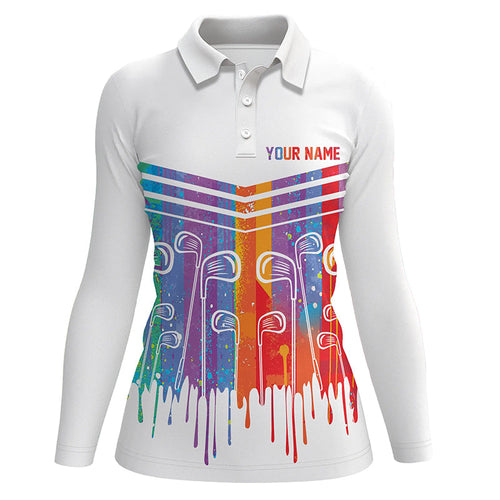 Rainbow Color Golf clubs Women golf polo shirts custom white golf apparel for women, cool golf gifts NQS8248
