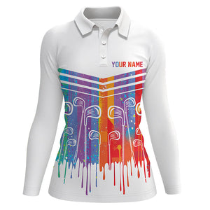 Rainbow Color Golf clubs Women golf polo shirts custom white golf apparel for women, cool golf gifts NQS8248