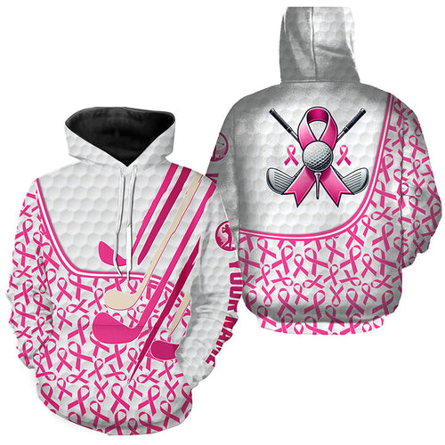 Personalized pink ribbons pattern golf clubs golf Hoodies custom breast cancer golf shirts NQS8459