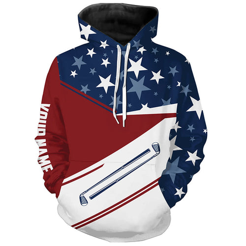 Red, white and blue American Flag Golf Hoodies custom patriotic golf hoodie outfit NQS8707