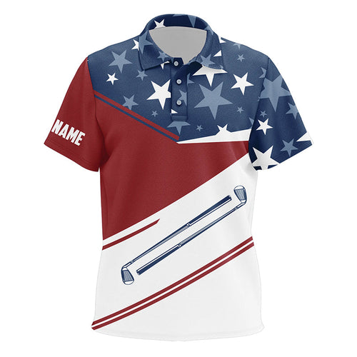 Red, white and blue American Flag Kid golf polo shirts custom patriotic golf outfit for kid NQS8707