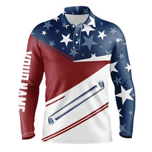 Load image into Gallery viewer, Red, white and blue American Flag Mens golf polo shirts custom patriotic golf outfit for men NQS8707