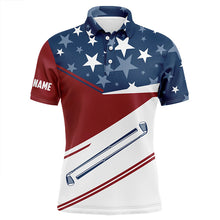 Load image into Gallery viewer, Red, white and blue American Flag Mens golf polo shirts custom patriotic golf outfit for men NQS8707