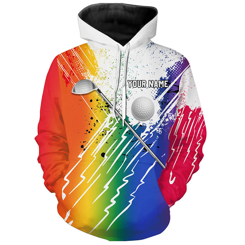 Rainbow grunge pattern Golf Hoodies custom golf ball clubs golf hoodie clothes NQS8708