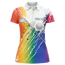 Load image into Gallery viewer, Rainbow grunge pattern Women golf polo shirt custom golf ball clubs golf clothes for ladies NQS8708