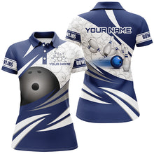 Load image into Gallery viewer, Blue and White Camo Bowling Shirt for Women Custom Bowling Team League Jerseys bowlers outfit NQS8937