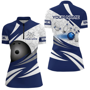 Blue and White Camo Bowling Shirt for Women Custom Bowling Team League Jerseys bowlers outfit NQS8937