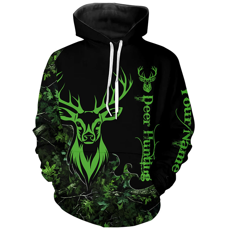 Deer Hunting Green Camo Customize Name 3D All Over Printed Shirts Personalized Deer Hunting gifts NQS2626