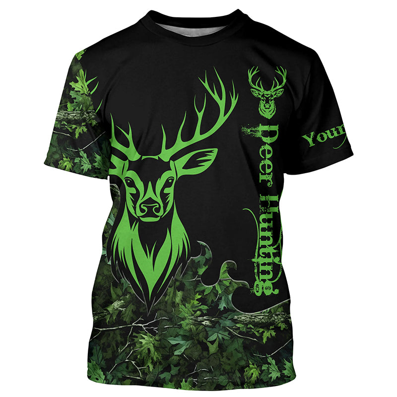 Deer Hunting Green Camo Customize Name 3D All Over Printed Shirts Personalized Deer Hunting gifts NQS2626