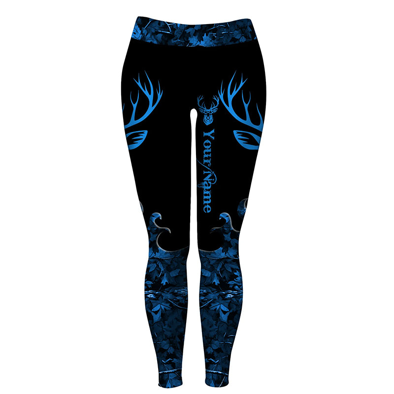 Deer camo leggings blue camo Custom Name camo leggings women - NQS2627