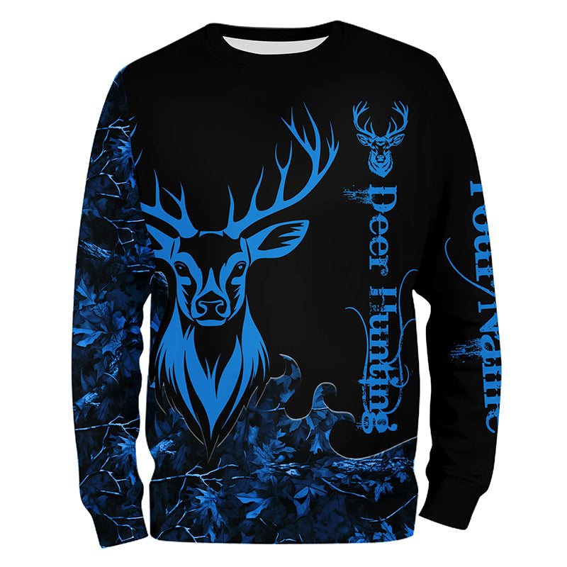 Deer Hunting Blue Camo Customize Name 3D All Over Printed Shirts Personalized Hunting gift NQS2627