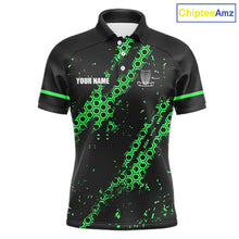Load image into Gallery viewer, Black and Green Hexagon Pattern Disc Golf Polos, T-Shirt, Hoodies custom Team disc golf jerseys NQS11457