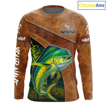 Load image into Gallery viewer, Mahi Mahi fishing UV protection custom name fishing shirts, performance shirts for men, women, kid NQS11459