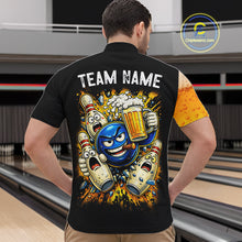 Load image into Gallery viewer, Custom Yellow Funny Beer Bowling Jersey for Men Bowling Uniform Polo &amp; 1/4 Zip Bowling Team Shirts NQS11646