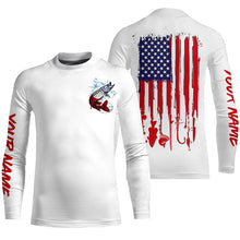 Load image into Gallery viewer, American flag Musky fishing personalized patriotic UV Protection Muskie Fishing Shirt for men, women NQS5741