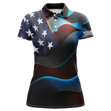 Load image into Gallery viewer, Womens golf polo shirts custom black American flag patriotic golf shirts for womens golfing gifts NQS5745