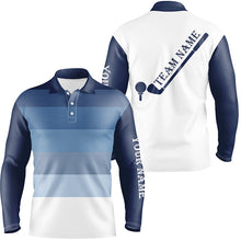 Load image into Gallery viewer, Mens golf polo shirt custom Blue and white team golf attire for men, personalized golf gifts NQS7826