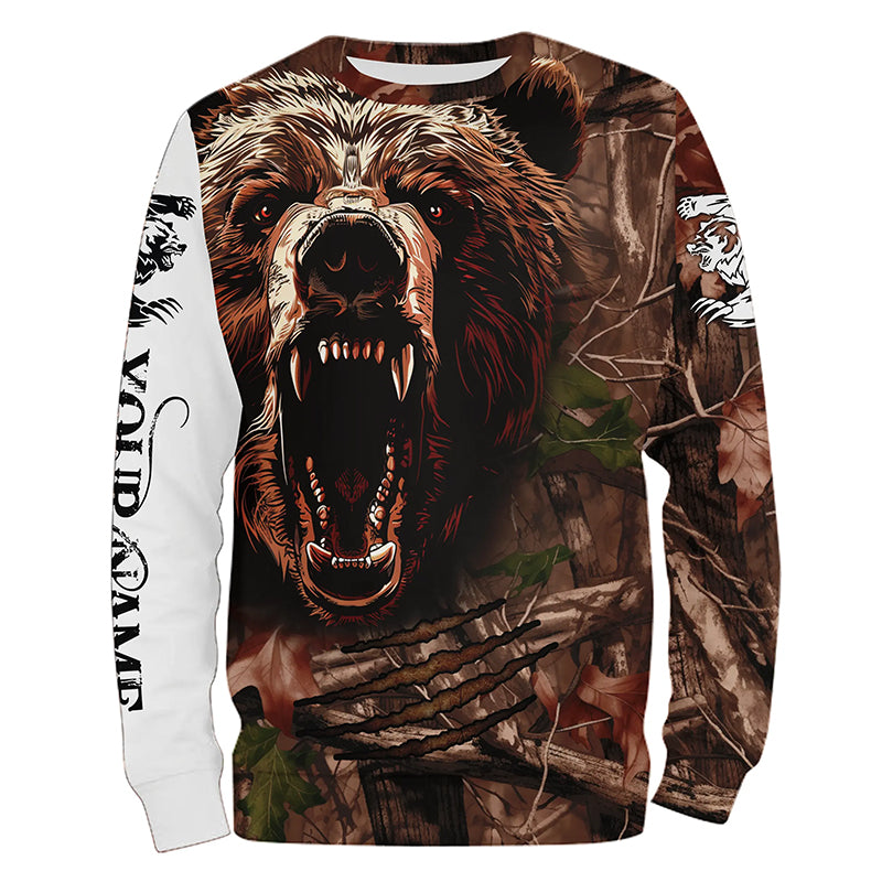 Bear Hunting Camo Customize Name 3D All Over Printed Shirts Personalized Hunting gifts NQS601