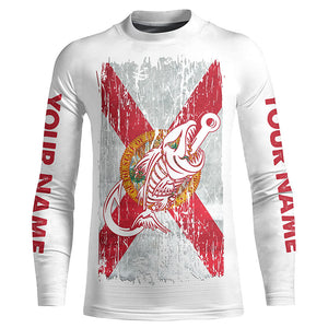 Florida flag fishing Fish hook skull Custom mens patriotic long sleeve sun protection fishing shirts NQS5945