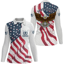 Load image into Gallery viewer, Eagle American flag Womens golf polo shirts custom white team patriotic golf shirts ladies NQS6142