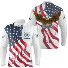 Load image into Gallery viewer, Eagle American flag Mens golf polo shirts custom white team patriotic golf shirts for mens golfers NQS6142