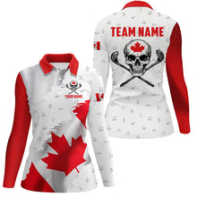 Load image into Gallery viewer, Canadian Flag Golf Clubs Skull Golf Camo Women golf polo shirts Custom Patriotic Golf Team Jersey NQS8262