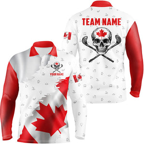 Canadian Flag Golf Clubs Skull Golf Camo Men golf polo shirts Custom Patriotic Golf Team Jerseys NQS8262