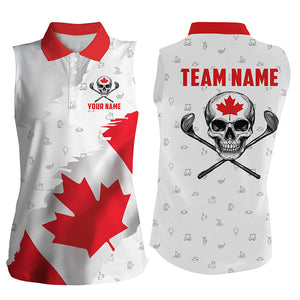 Canadian Flag Golf Clubs Skull Golf Camo Women sleeveless polo shirt Custom Patriotic Golf Team Jersey NQS8262