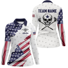 Load image into Gallery viewer, American Flag Golf Clubs Skull Golf Camo Women golf polo shirts Custom Patriotic Golf Team Jersey NQS8263